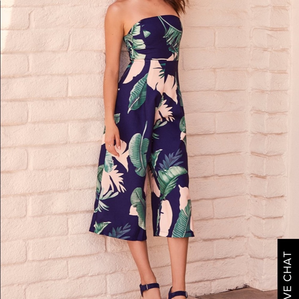 Lulu’s Navy Blue Floral Jumpsuit